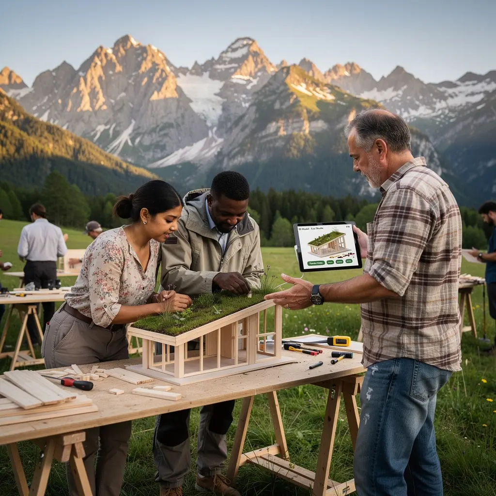 Ein Bild von Architekturmodellen, die in einem Workshop zur Gebäudegestaltung erstellt wurden.