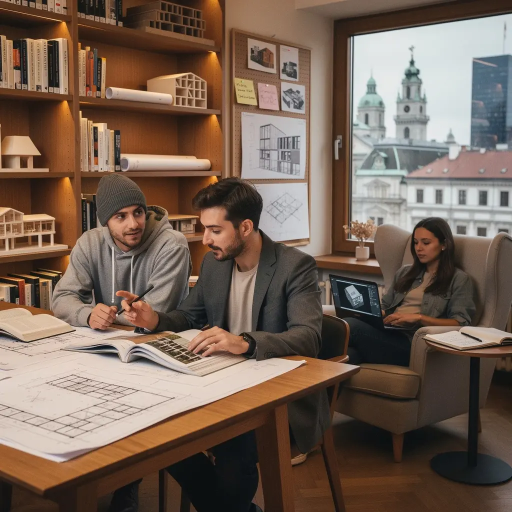 Ein Architekt, der eine Präsentation über nachhaltige Architekturtechniken hält.