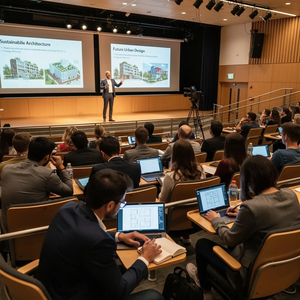 Ein Architekt, der eine Präsentation über nachhaltige Architekturtechniken hält.