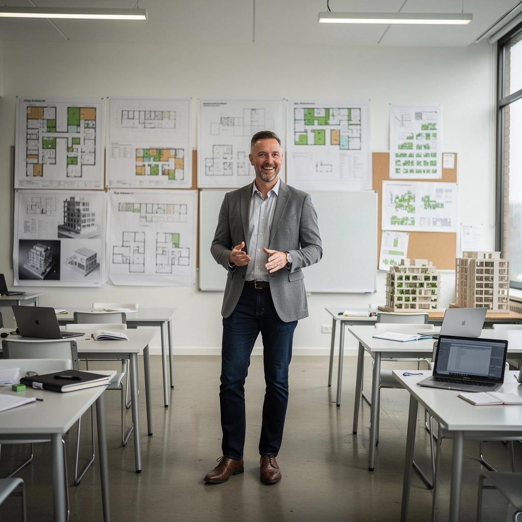 Ein Gruppenbild von Studenten, die an einem Online-Architektur-Kurs teilnehmen.