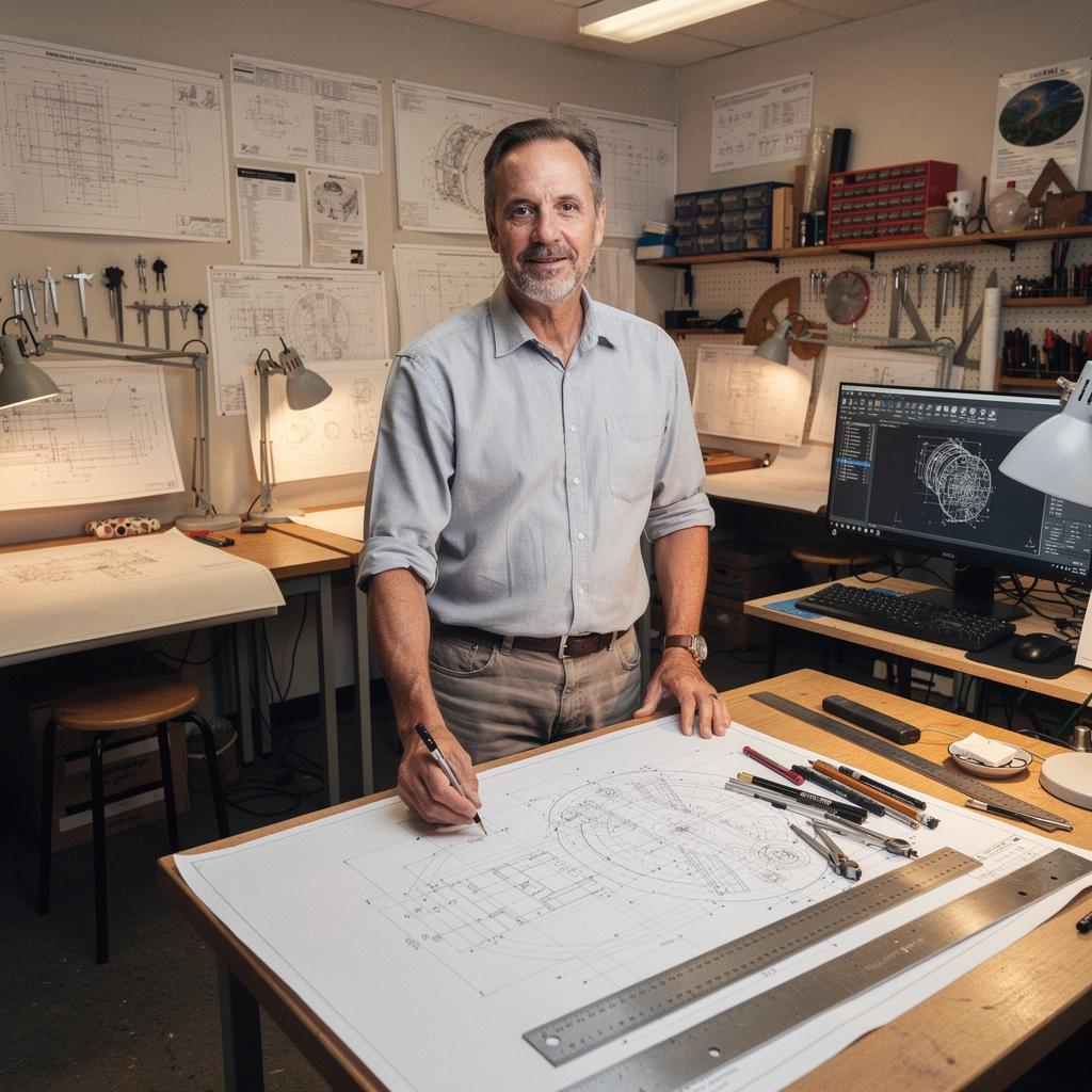 Ein detaillierter technischer Entwurf eines modernen Wohnhauses auf einem Tisch.